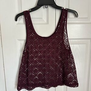 Aeropostale Tank Top Womens Small Crochet Lace Sheer Sleeveless Boho Festival